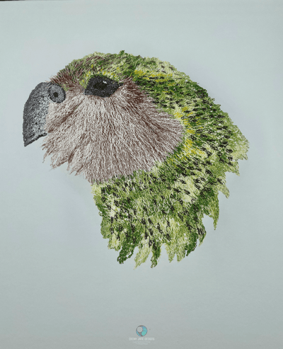 Kakapo Sculptural Embroidery Sculptured Embroidery Fauna