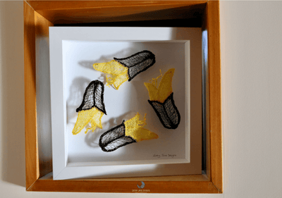 Kowhai flower sculptural embroidery - Cathy Jane Designs