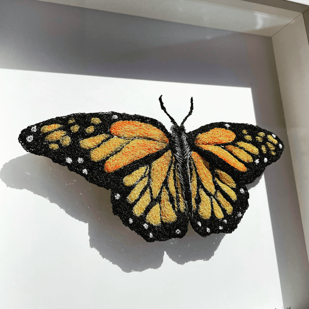 Monarch Butterly Sculptural Embroidery Sculptured Embroidery Fauna
