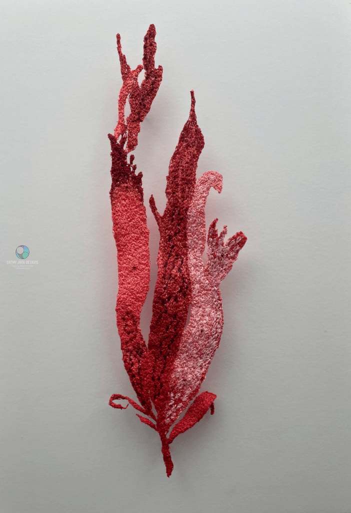 Pink New Zealand Seaweed Sculptural Embroidery Sculptured Embroidery Flora