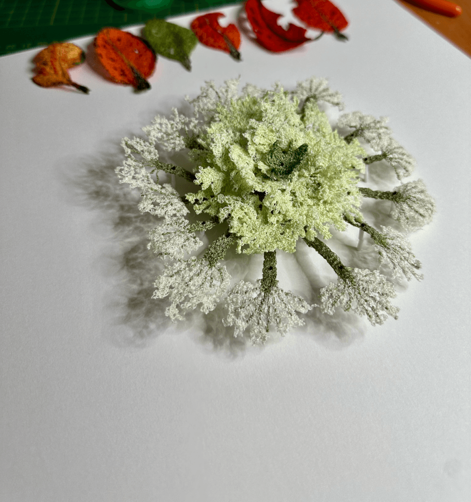 Queen Annes Lace Sculptural Embroidery #2. Sculptured Embroidery Flora