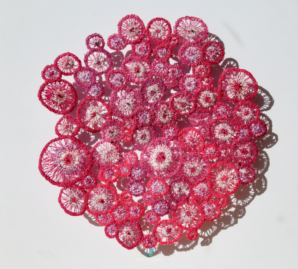 Spawning Jewel Sea Anemone Sculptural Embroidery Sculptured Embroidery Fauna