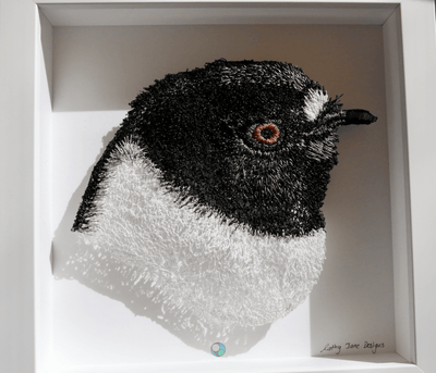 Tomtit sculptural embroidery - Cathy Jane Designs