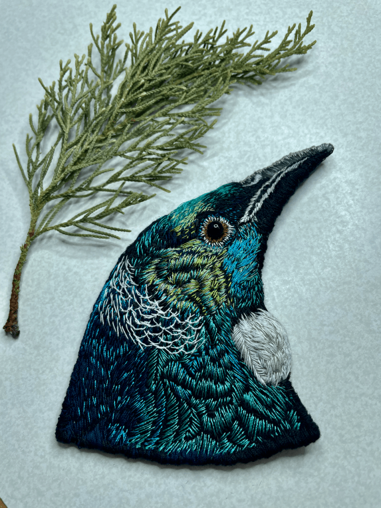 Tui embroidery Brooch - Cathy Jane Designs