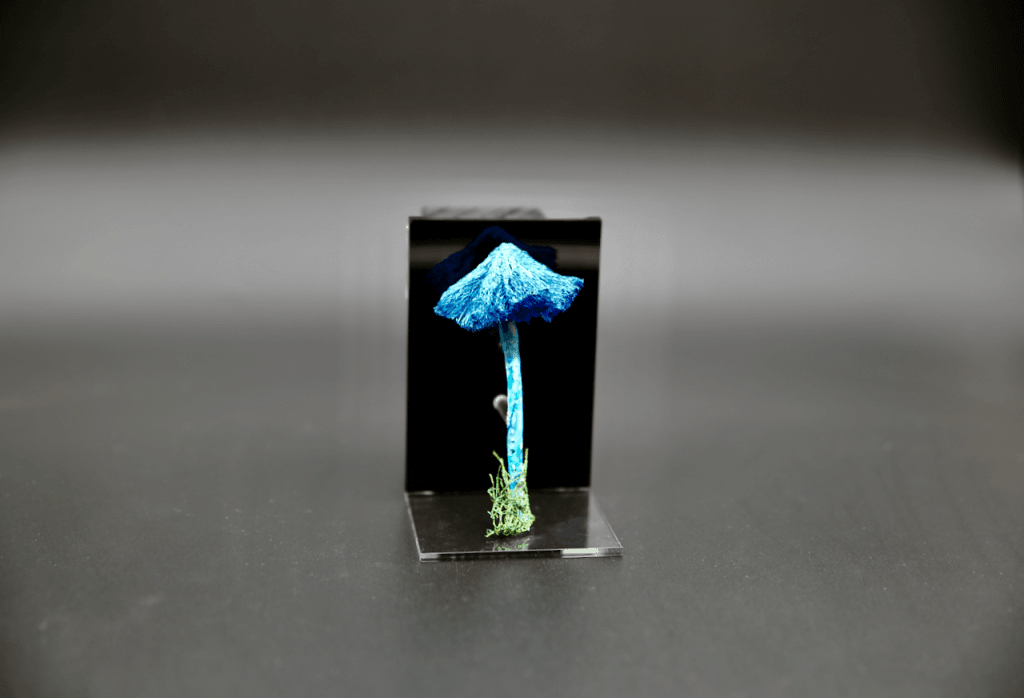 Blue Smurf Fungi #1 3D Sculptural Embroidery