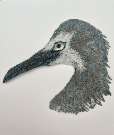 White Faced Heron Sculptural Embroidery Sculptured Embroidery Fauna
