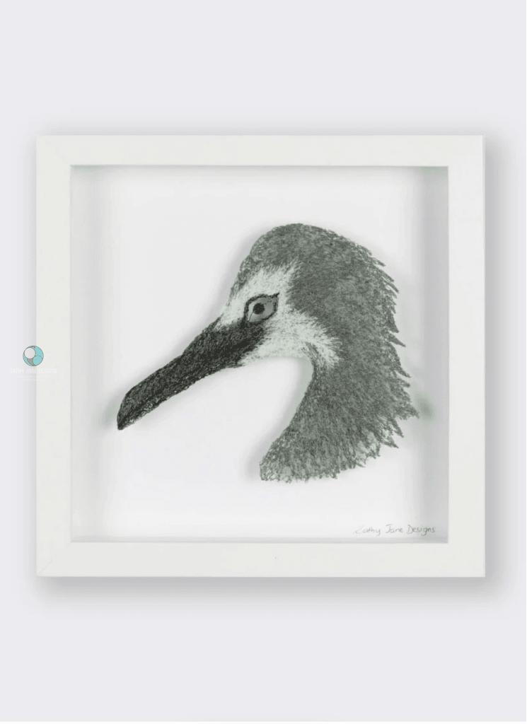 White Faced Heron Sculptural Embroidery Sculptured Embroidery Fauna