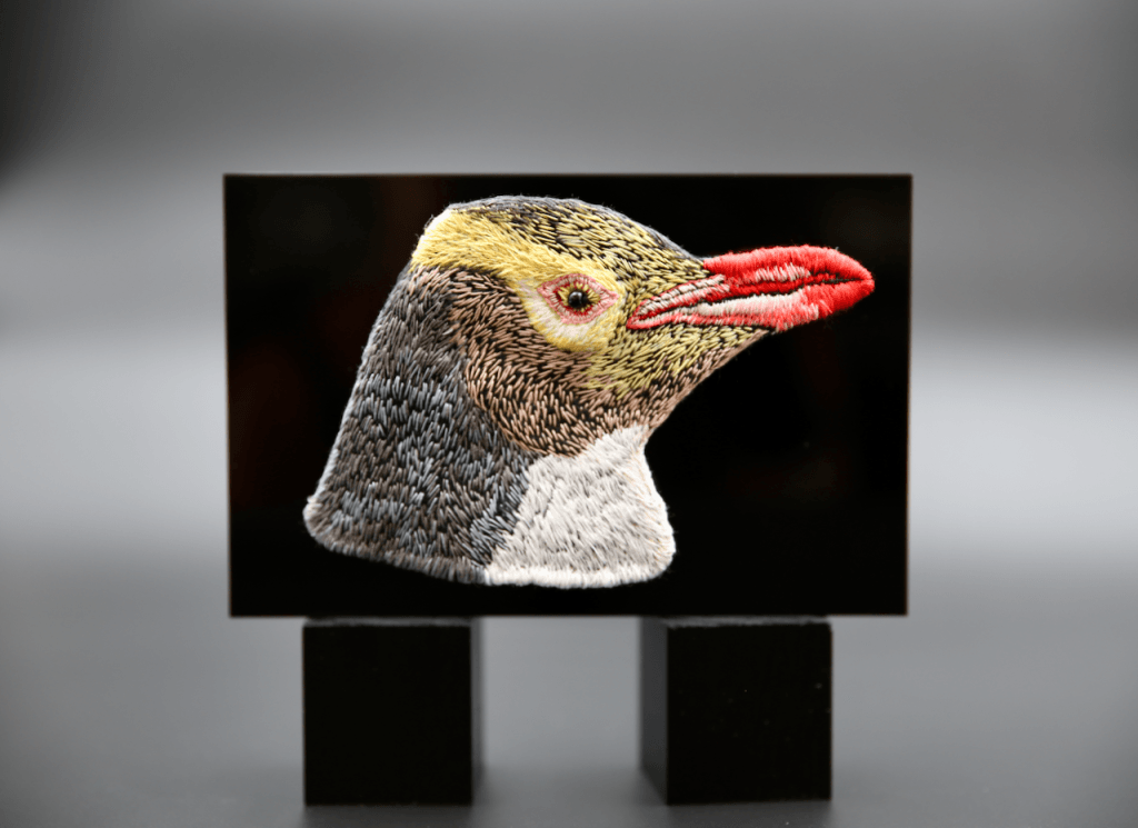 Yellow Eyed Penguin 3D Sculptural Embroidery